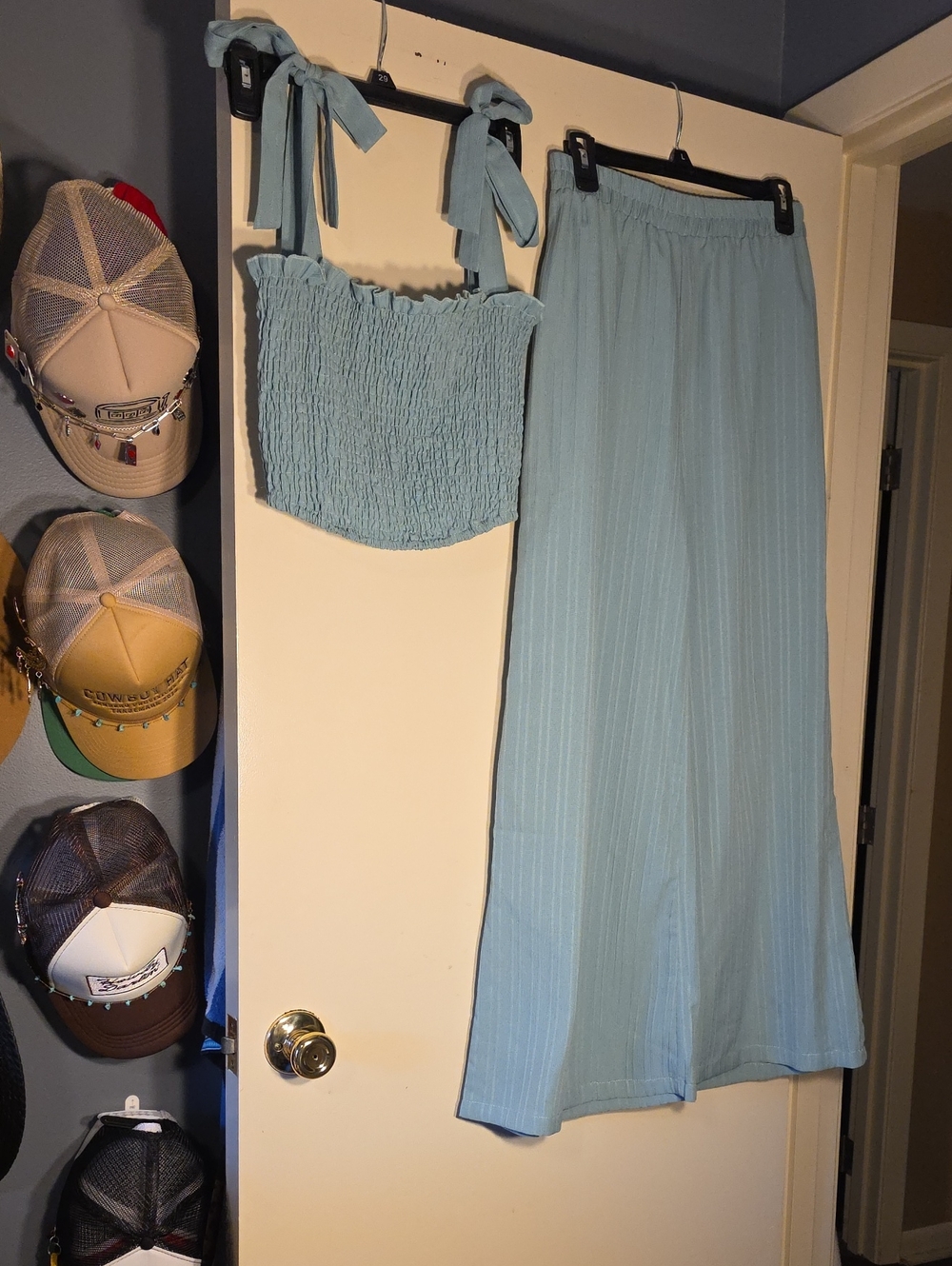 Two Piece Smocked Wide Leg Outfit